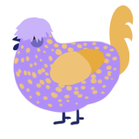 A lilac and honey chicken with a speckle pattern