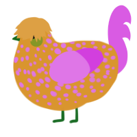 A orange and orchid chicken with a speckle pattern