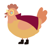 Vash, a orange and vermilion chicken with a head pattern