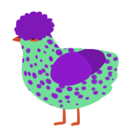 A spring and violet chicken with a speckle pattern