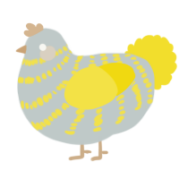 A silver and yellow chicken with a bar pattern