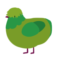 Deuxmalacath, a chartreuse and viridian chicken with a head pattern