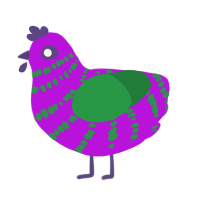 A amethyst and viridian chicken with a bar pattern