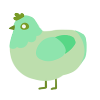 A gluppy and spring chicken with a head pattern