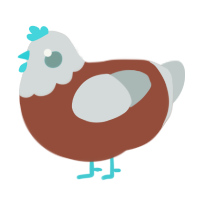 A russet and silver chicken with a head pattern