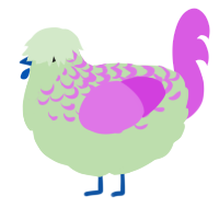 A gluppy and orchid chicken with a half-lace pattern