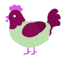 A gluppy and wine chicken with a head pattern