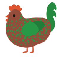 A russet and viridian chicken with a speckle pattern