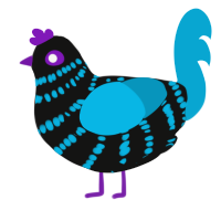(unnamed), a black and cerulean chicken with a bar pattern