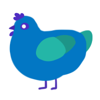 A sapphire and turquoise chicken