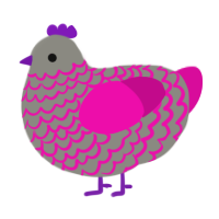 Webcomic, a ash and fuchsia chicken with a lace pattern