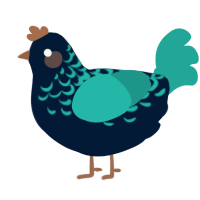 A tumblr and turquoise chicken with a half-lace pattern
