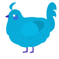 A cerulean chicken with a double-lace pattern
