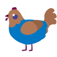 A sapphire and brown chicken with a head pattern