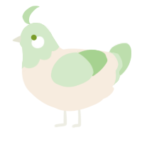 Snowdrop, a cream and gluppy chicken with a head pattern