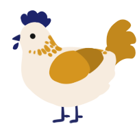 A cream and ochre chicken with a neck-speckle pattern