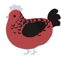A red and sable chicken with a half-lace pattern
