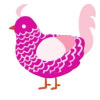 A fuchsia and rose chicken with a lace pattern