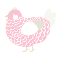 A rose and white chicken with a lace pattern