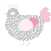 A silver and rose chicken with a lace pattern