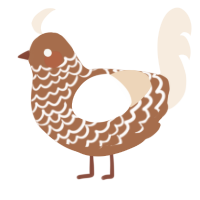 A brown and cream chicken with a lace pattern