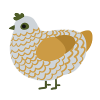 A mist and gold chicken with a lace pattern