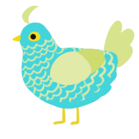 A aqua and lemon chicken with a lace pattern