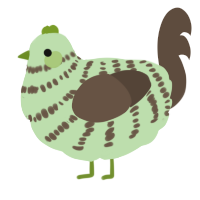 A gluppy and bark chicken with a bar pattern