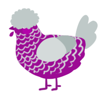 A plum and silver chicken with a lace pattern