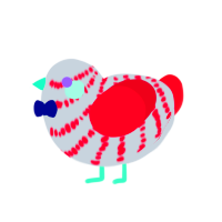 TK, a mist and crimson chicken with a bar pattern