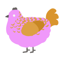A lavender and orange chicken with a half-lace pattern