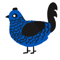 A ultramarine and sable chicken with a lace pattern