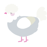 A mist and white chicken with a head pattern