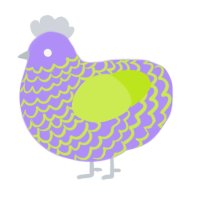 A lilac and lime chicken with a lace pattern