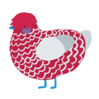 A crimson and mist chicken with a lace pattern