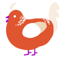A vermilion and cream chicken with a neck-band pattern