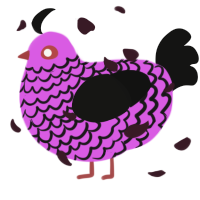 A orchid and black chicken with a lace pattern
