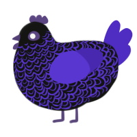 A black and indigo chicken with a double-lace pattern