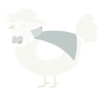 A white chicken with a head pattern