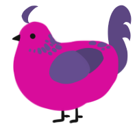 lorelei, a fuchsia and overcast chicken with a neck-speckle pattern