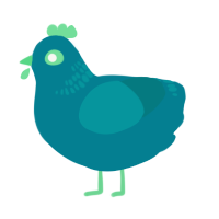 A sea and teal chicken with a neck-band pattern