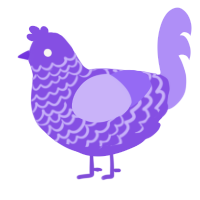 A blurple and lilac chicken with a lace pattern