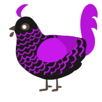 A sable and amethyst chicken with a lace pattern