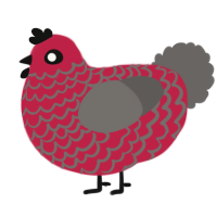 A crimson and grey chicken with a lace pattern
