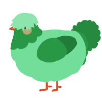 A spring and viridian chicken with a head pattern