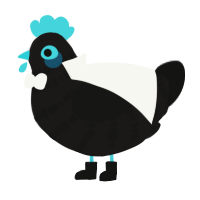 A sable and black chicken with a bar pattern
