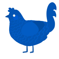 A ultramarine chicken with a lace pattern