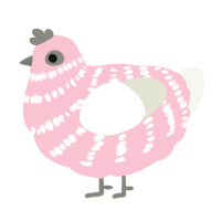 Strawberry Milk, a rose and white chicken with a bar pattern
