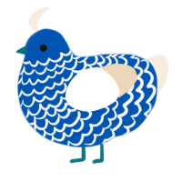 A ultramarine and cream chicken with a lace pattern