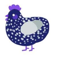 A navy and silver chicken with a speckle pattern